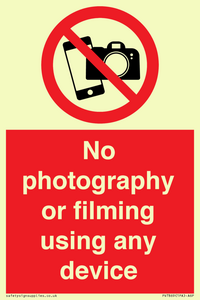 No photography or filming using any device